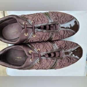 Coach Chocolate Quilted Sneakers with Glossy Trim